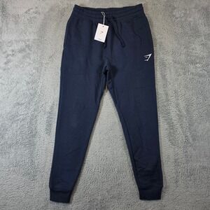 Gymshark Crest Jogger Mens Small Navy Blue Slim Fit Fleece Sweatpants Gym NWT